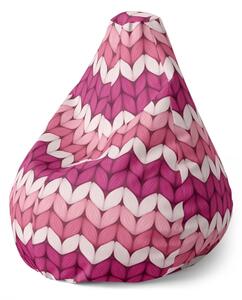 Sablio Sedací vak Pear Střídajíci růžové pletení - 70 x 95 x 15 cm