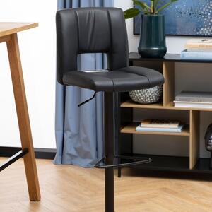 Scandi Černá koženková barová židle Richie 62-83 cm
