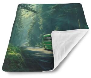 Sablio Deka pro miminko Zelený autobus v lese - 80x100 cm