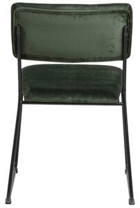 Scandi Tmavě zelená sametová jídelní židle Litta