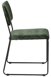 Scandi Tmavě zelená sametová jídelní židle Litta