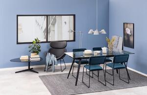 Scandi Tmavě modrá sametová jídelní židle Litta