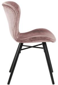 Scandi Růžová sametová jídelní židle Matylda