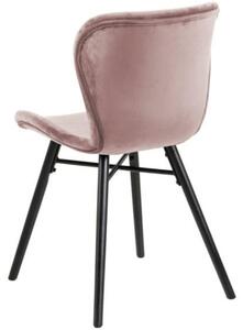 Scandi Růžová sametová jídelní židle Matylda