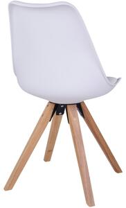 Nordic Living Bílá plastová jídelní židle Helgi s přírodní podnoží
