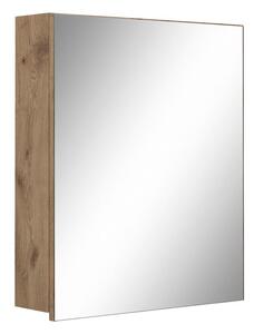 Závěsná koupelnová skříňka se zrcadlem v dekoru dubu v přírodní barvě 60x70 cm Wisla – Støraa