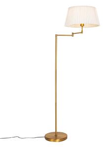 Bronzová stojací lampa s bílým skládaným stínidlem a nastavitelným ramenem - Ladas Deluxe
