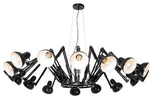 Průmyslové závěsné svítidlo černé 16-ti světelné nastavitelné - Hobby Spinne