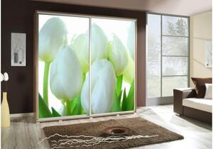 Šatní skříň s posuvnými dveřmi a obrázkem Tulipány