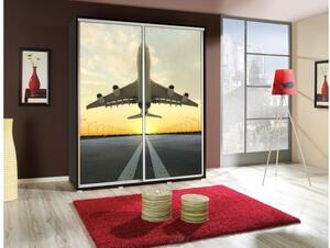 Šatní skříň s posuvnými dveřmi a obrázkem Letadlo