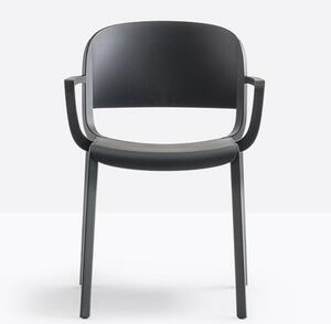 Pedrali Černá plastová jídelní židle Dome 265 s područkami