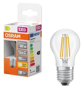 Mini průhledná LED žárovka E27 4 W CLASSIC P, teplá bílá OSRAM