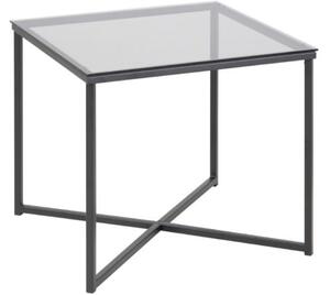 Scandi Kouřově šedý skleněný konferenční stolek Claire 50x50 cm