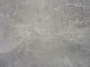 Široká komoda s prosklením Mountain, šedý beton/bílý lesk, s osvětlením