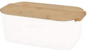 EH Box na pečivo s bambusovým víkem, krémová, 33 x 12 x 18,5 cm