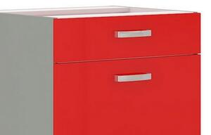 Dolní kuchyňská zásuvková skříňka Rose 60D3S, 60 cm, červený lesk