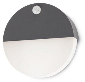Redo Group Venkovní nástěnné LED svítidlo FACE 9162 tmavě šedá s čidlem