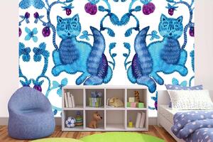DIMEX | Vliesová fototapeta Fantasy kočka MS-5-1452 | 375 x 250 cm| modrá, bílá, fialová