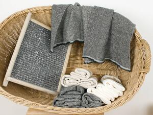 Snový svět Lněný ručník vaflový černá kostka Rozměr: 43 x 75 cm