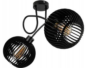 BERGE LED stropní svítidlo 2XE27, dřevěné, černé