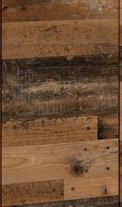 Členitý regál Fox, vintage optika dřeva
