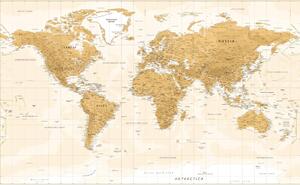 DIMEX | Vliesová fototapeta Mapa světa MS-5-1521 | 375 x 250 cm| bílá, béžová, hnědá