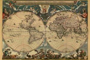 DIMEX | Vliesová fototapeta Mapa starověkého světa MS-5-1516 | 375 x 250 cm| modrá, červená, bílá, krémová