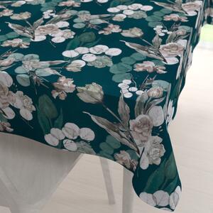 Biante Teflonový obdélníkový ubrus TF-058 Květy s eukalyptem na tmavě zeleném 50x100 cm