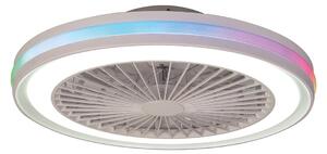 Herní stropní ventilátor s LED osvětlením, bílý, DC, tichý, CCT RGB – Mantra Mantra Iluminación, Gamer, stmívatelné, Bílá, Obývací pokoj, Plast, Moderní
