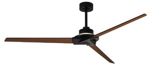 Stropní ventilátor Brisa LED, černý/dřevěný, DC, tichý – Mantra Mantra Iluminación, Brisa, stmívatelné, Černá, Koupelna, Dřevo, Moderní