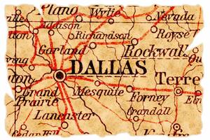 DIMEX | Vliesová fototapeta Stará mapa Dallasu MS-5-1535 | 375 x 250 cm| červená, černá, hnědá