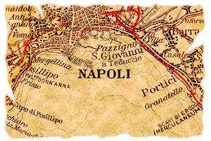 DIMEX | Vliesová fototapeta Stará mapa Neapole MS-5-1536 | 375 x 250 cm| červená, černá, hnědá