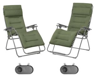 Zvýhodněná sada: 2x Relaxační křeslo FUTURA BeComfort zelená Olive (vel. standard a XL) + 2× držák nápojů ZDARMA