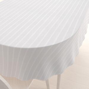 Biante Damaškový oválný ubrus DM-002 Bílý - proužky 6 a 24 mm 100x140 cm