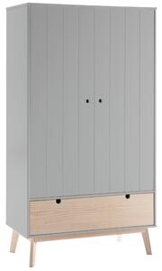 Světle šedá dřevěná šatní skříň Marckeric Kiara 180 x 49 cm
