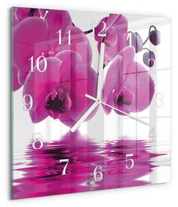 Skleněné hodiny Orchidej zskb-30x30-00087188
