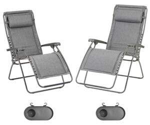 Zvýhodněná sada: 2 relaxační křesla Lafuma RSXA Clip LightComfort šedá Ombre (vel. standard a XL)