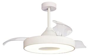 Stropní ventilátor Coin s LED osvětlením, bílý, tichý provoz na stejnosměrný Mantra Iluminación, Coin, stmívatelné, Bílá, Obývací pokoj, Plast, Moderní