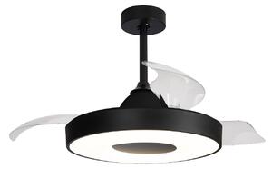 Stropní ventilátor Coin s LED osvětlením, černý, tichý provoz na stejnosměrný Mantra Iluminación, Coin, stmívatelné, Černá, Obývací pokoj, Plast, Moderní