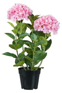 Umělá květina Hortenzie růžová v květináči, 58cm