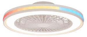 Herní velký stropní ventilátor s LED, bílý, DC, tichý, RGB – Mantra Mantra Iluminación, Gamer Big, stmívatelné, Bílá, Obývací pokoj, Plast, Moderní
