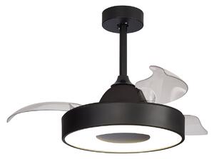 Stropní ventilátor Coin Mini LED, černý, DC, tichý, CCT – Mantra Mantra Iluminación, Coin Mini, stmívatelné, Černá, Obývací pokoj, Plast, Moderní