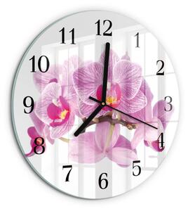 Skleněné nástěnné hodiny Orchideje zsoc-fi30-00172587