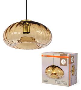 Dekorativní závěsné svítidlo Gold Glass E27, zlatý kov s jantarovým sklem