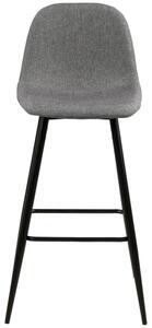 Scandi Světle šedá látková barová židle Wanda 73 cm s černou podnoží