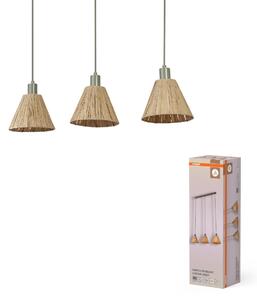 Dekorativní závěsné svítidlo Raffia Linear 3XE27, Zelená