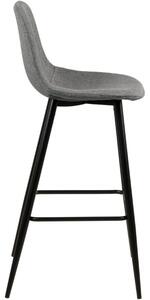 Scandi Světle šedá látková barová židle Wanda 73 cm s černou podnoží
