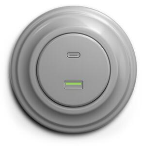Kliklap - Retro USB zásuvka A+C s rámečkem šedá