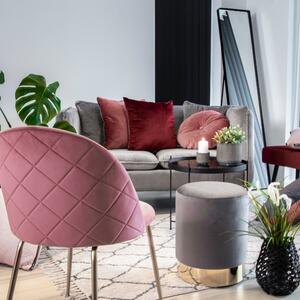 Nordic Living Růžová sametová jídelní židle Anneke se zlatou podnoží