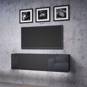 TV komoda VIVO VI 2 LED 120 cm, černá vysoký lesk
